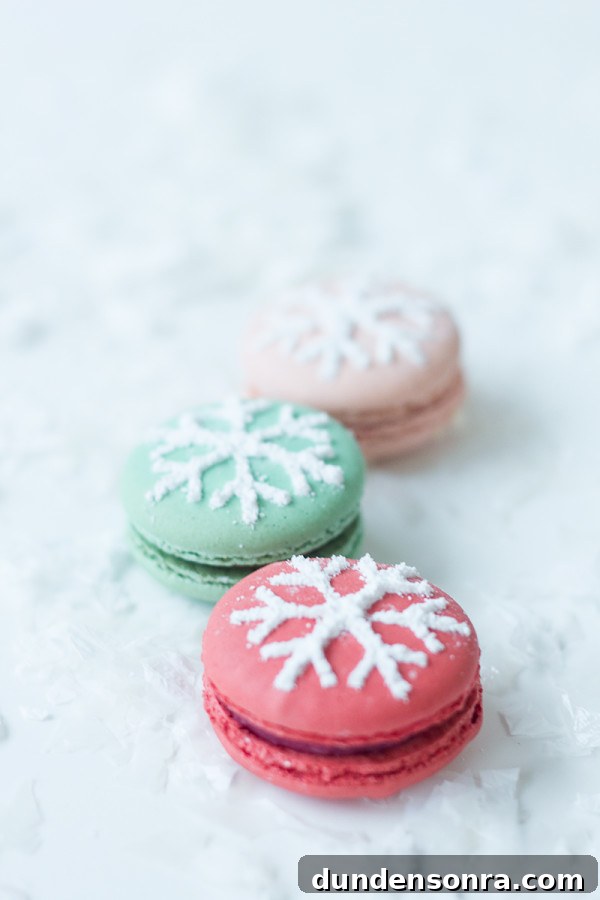 Snowflake Stenciled Macarons