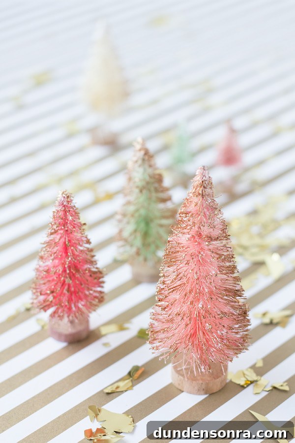 DIY Gold Dipped Bottle Brush Trees