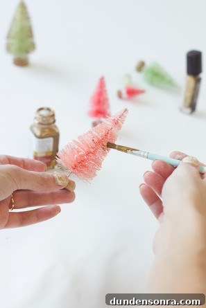 DIY Gold Dipped Bottle Brush Trees