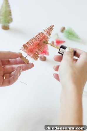 DIY Gold Dipped Bottle Brush Trees