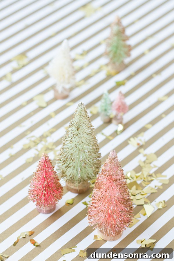 DIY Gold Dipped Bottle Brush Trees