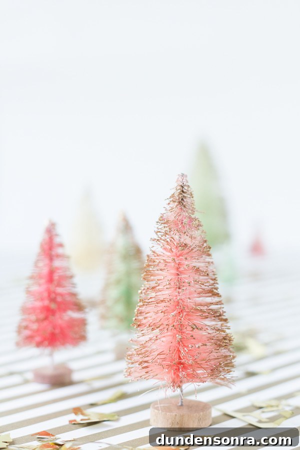 DIY Gold Dipped Bottle Brush Trees
