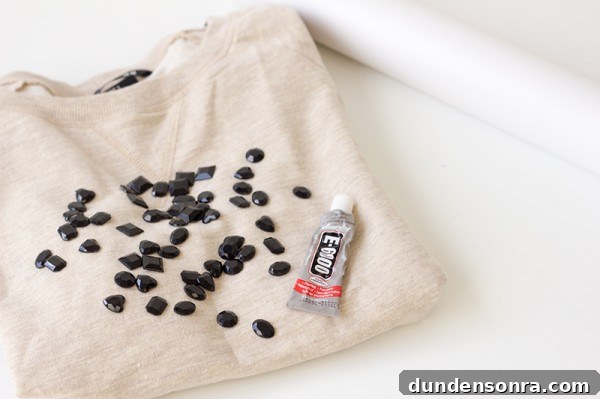 DIY Jeweled Heart Sweatshirt