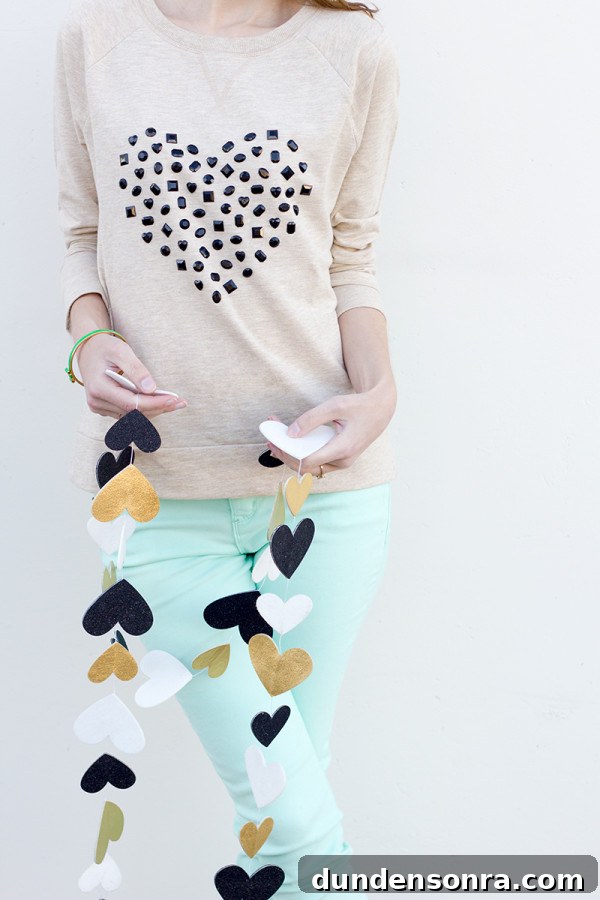DIY Jeweled Heart Sweatshirt