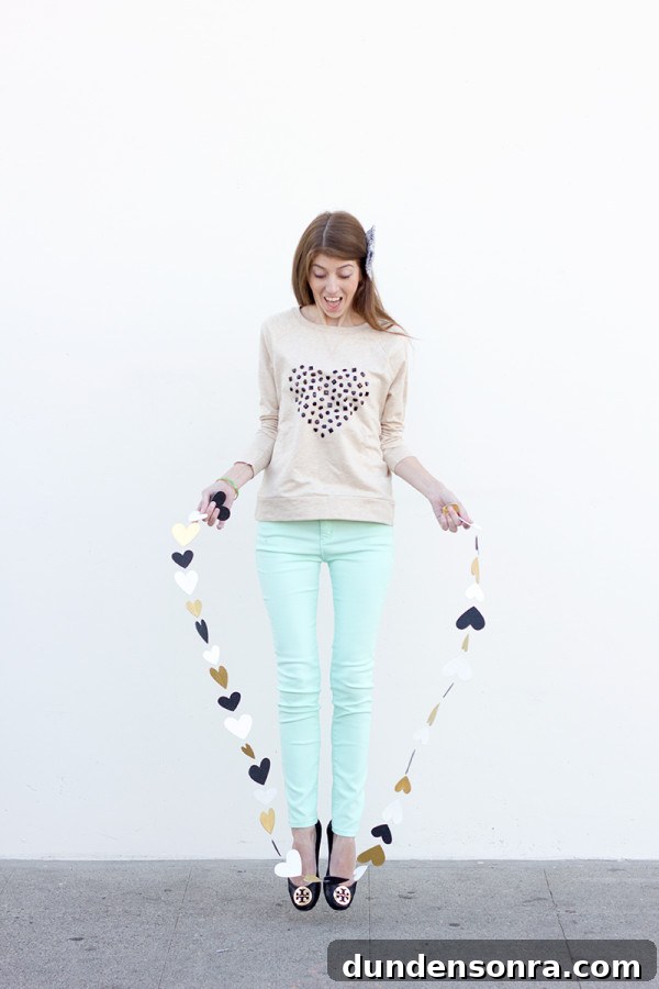 DIY Jeweled Heart Sweatshirt