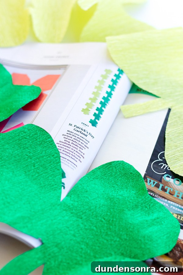 How to Make Giant Shamrock Streamers for St. Patrick’s Day Decorations 10 DIY Shamrock Streamers by Studio DIY in Martha Stewart Living