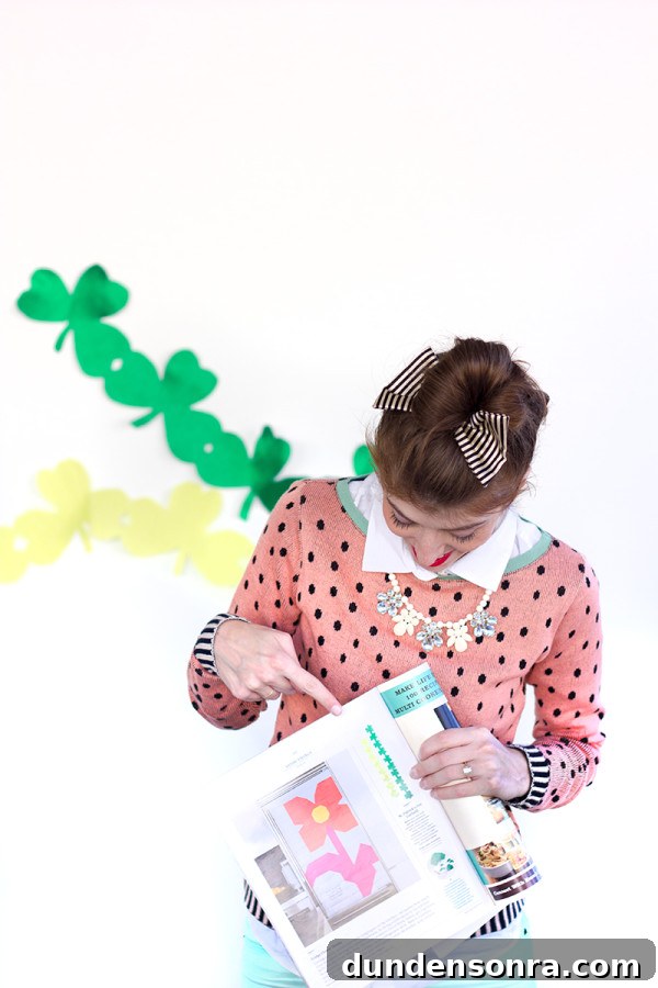 How to Make Giant Shamrock Streamers for St. Patrick’s Day Decorations 9 DIY Shamrock Streamers by Studio DIY in Martha Stewart Living