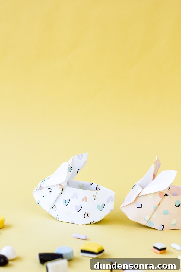 DIY Origami Easter Bunny Baskets (Free Printable!)