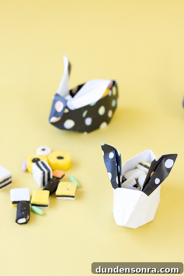 DIY Origami Easter Bunny Baskets (Free Printable!)