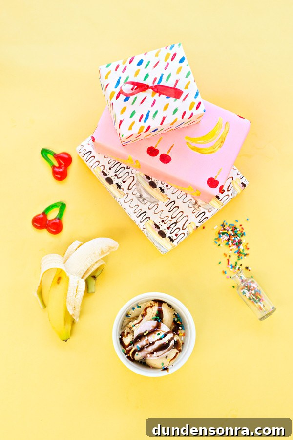 Free Printable Banana Split Wrapping Paper