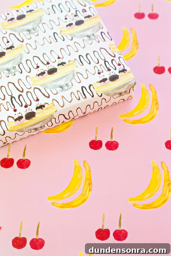 Free Printable Banana Split Wrapping Paper