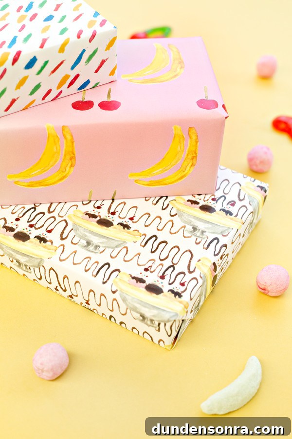 Free Printable Banana Split Wrapping Paper