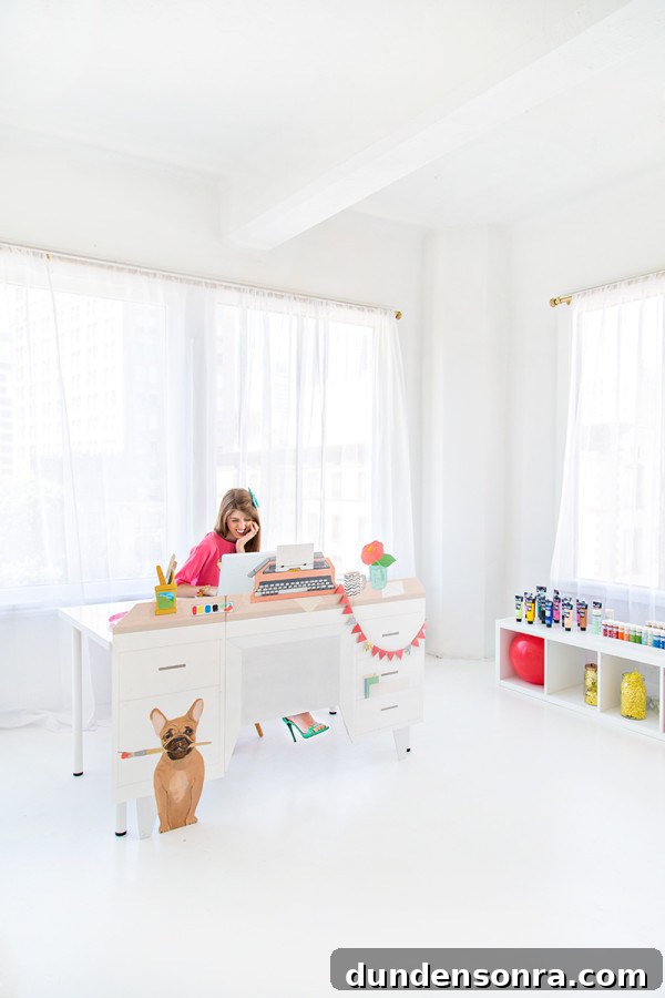 Studio DIY HQ Reveal: Inside the Ultimate Crafting Workspace 6 Illustrated Desk