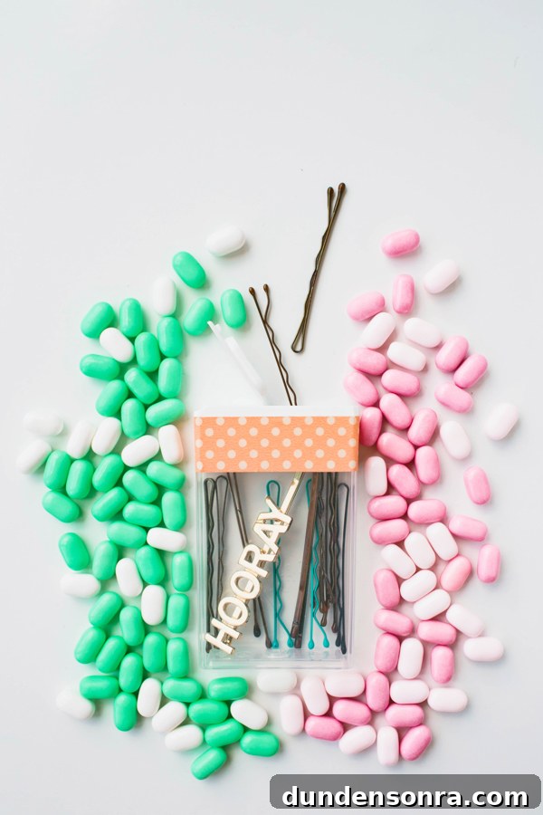 Party Hair Ideas for Brunettes: Hair Chalk Tips + Fishtail Top Knot 13 Turn a Tic Tac case into a bobbi pin holder!