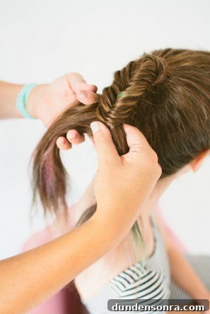 Party Hair Ideas for Brunettes: Hair Chalk Tips + Fishtail Top Knot 15 DIY Colorful Fishtail Braid with Hair Chalk