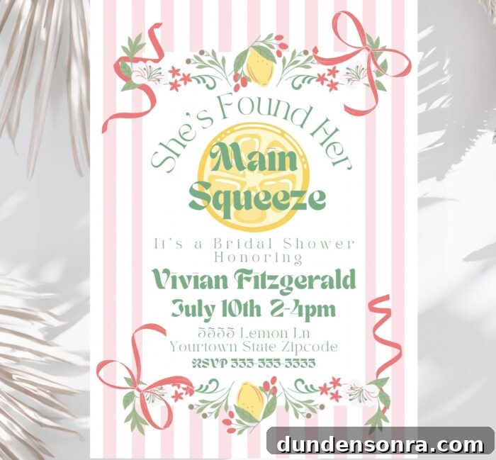 Bridal shower invitation with text 