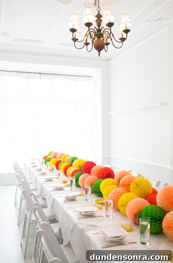 Honeycomb Table Runner on a long white table. 
