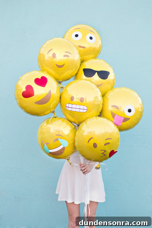 How to Make Emoji Balloons at Home: Fun DIY Guide 12 emoji balloons being held