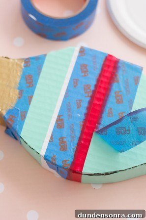 Tape on a cardboard ornament 