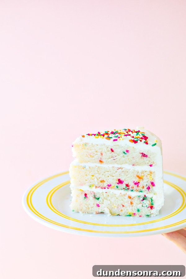 Frosting Techniques to Create a Stunning Birthday Cake 13 Cake slice with sprinkles