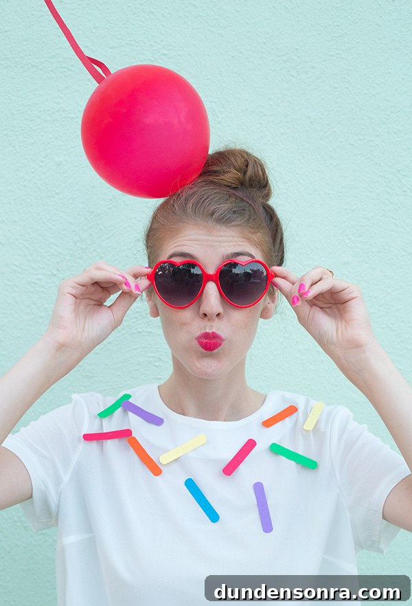 A woman dressed as an ice cream cone