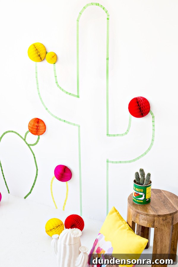 Washi Tape Cactus Wall Art Tutorial: Step-by-Step DIY Decor Guide 3 Cactus crafts and paper colorful shapes