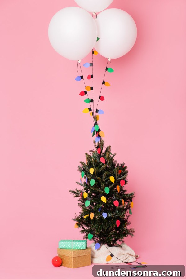 Paper Christmas lights on a Christmas tree