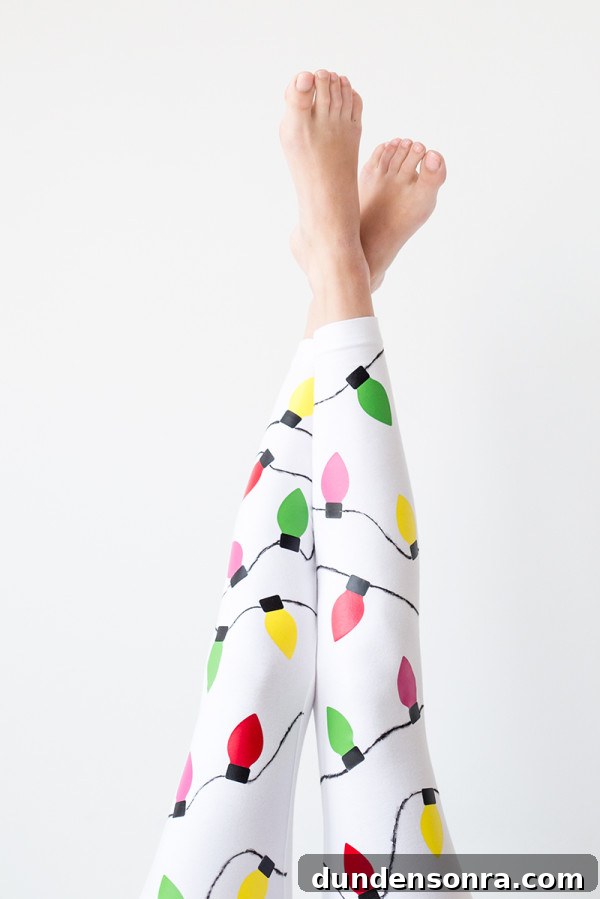 DIY Christmas Light Leggings: Make Festive LED Holiday Leggings 2 Someone wearing leggings with Christmas lights on them