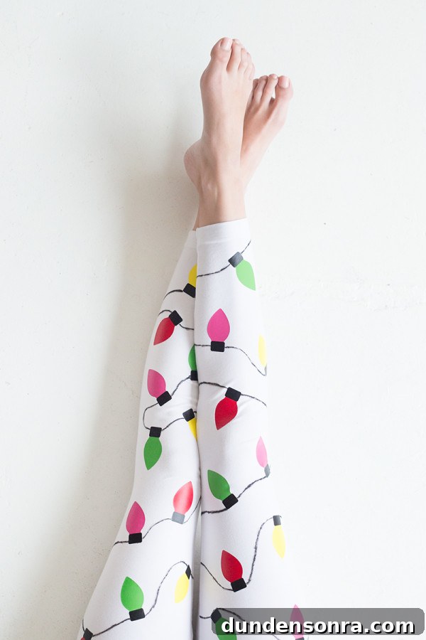 DIY Christmas Light Leggings: Make Festive LED Holiday Leggings 9 Someone wearing Christmas light leggings