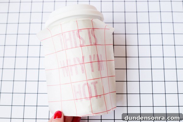 A paper on a cup