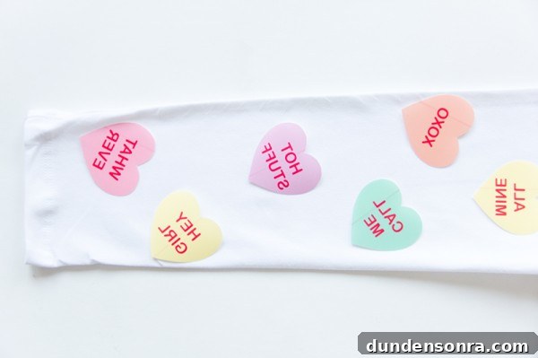 White fabric with hearts on it 