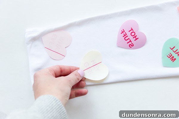 White fabric with heart papers on it