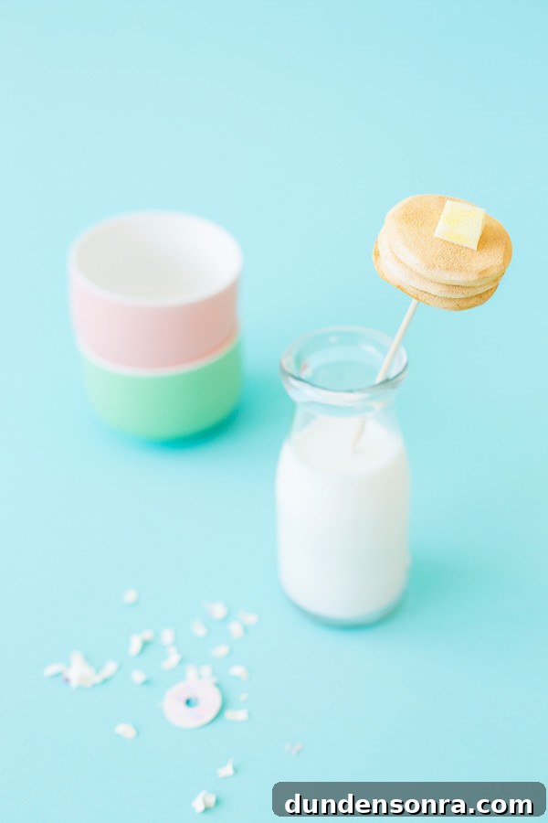 Pancake-Inspired Drink Stirrers You Can Make at Home 2 A glass of milk and a cup