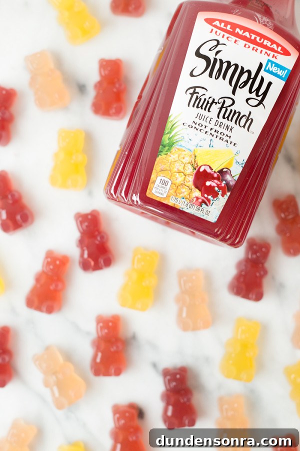 Gummy bears and fruit punch