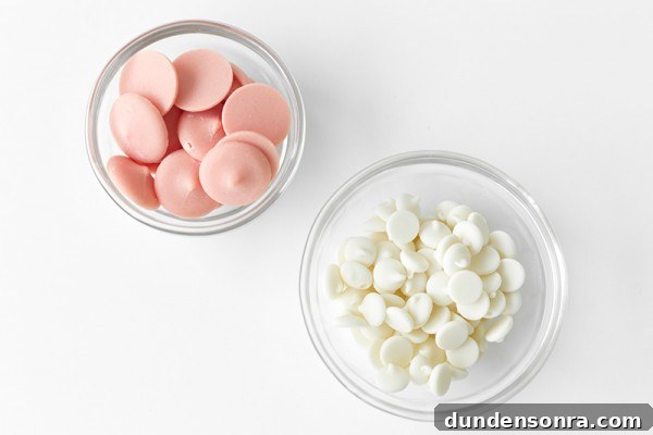 Pink and white chocolate chips
