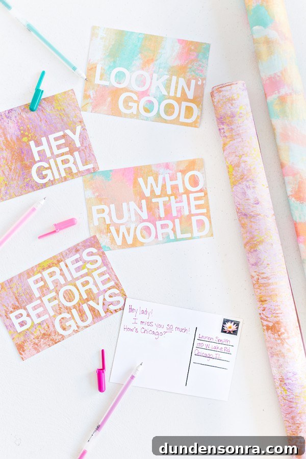 Creative DIY Postcard Message Ideas with Patterned Designs 2 Pink cards with words on them