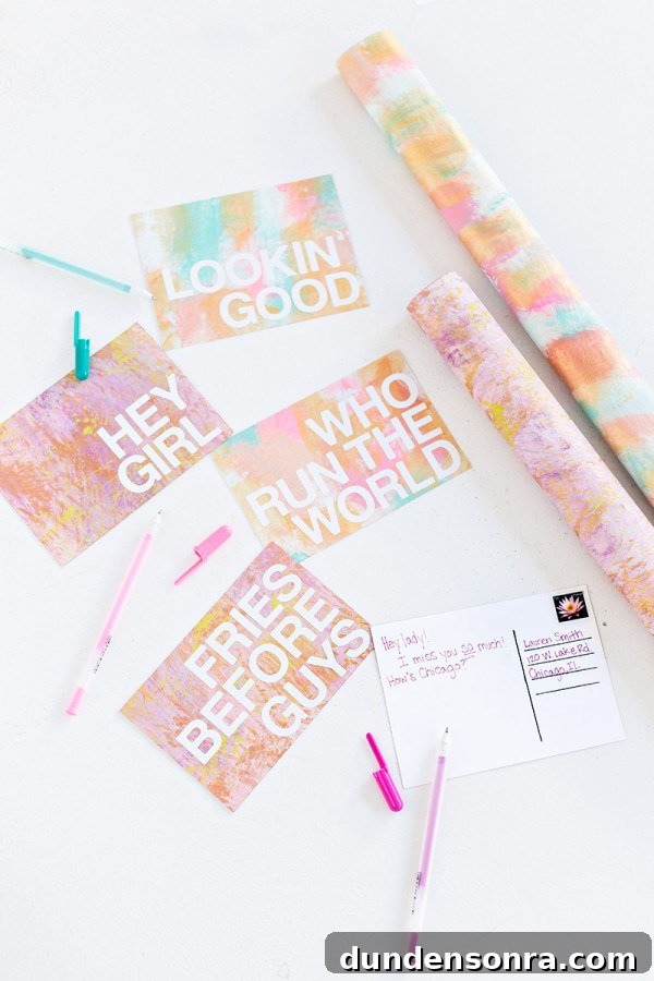 Creative DIY Postcard Message Ideas with Patterned Designs 12 Pink cards with white words on it