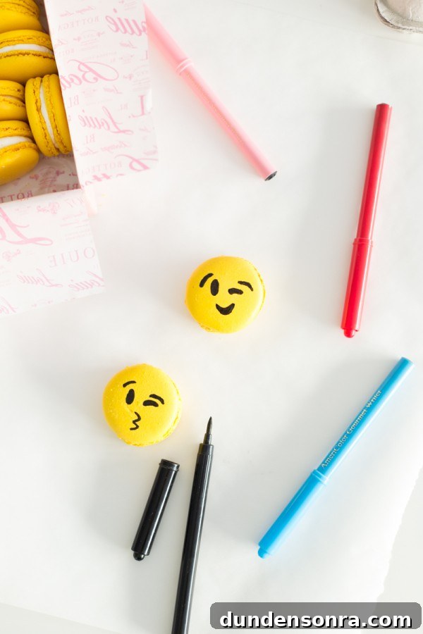 How to Make Emoji Macarons: Fun DIY Recipe & Decorating Tips 4 Emoji macaron and pens