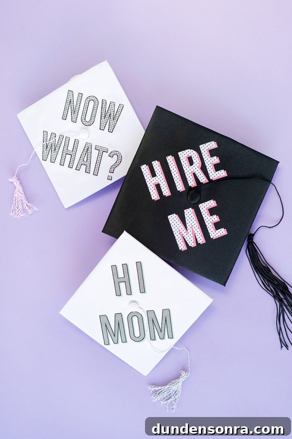 Graduation caps that say things on the top