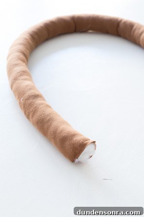 Brown fabric wrapped around cotton
