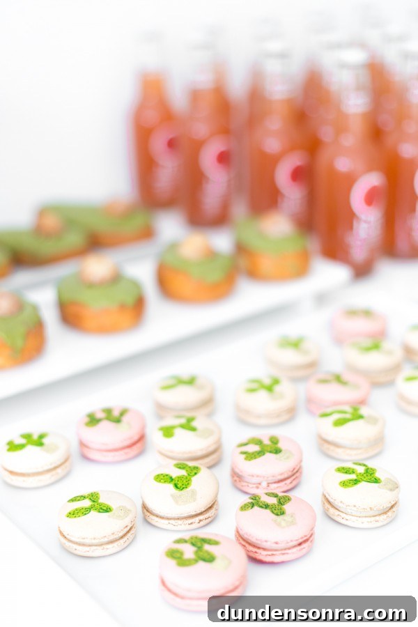 Cactus macarons on a plate