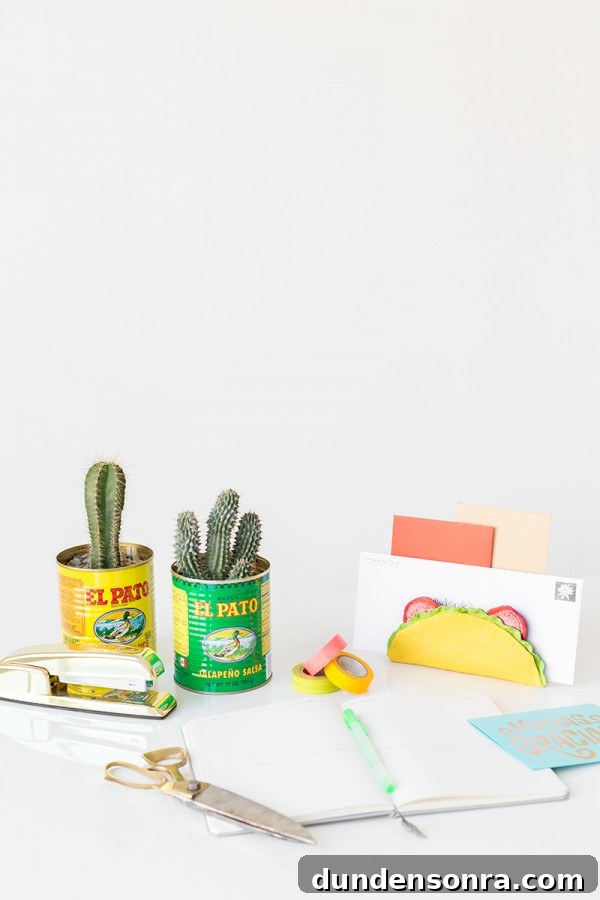 Cactus plants and taco letter holders