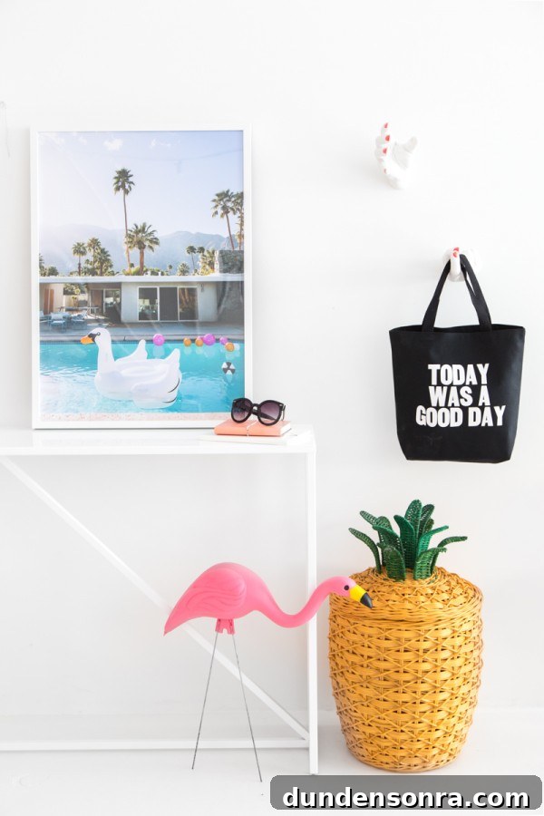 A desk with a photo on it and a bag next to it