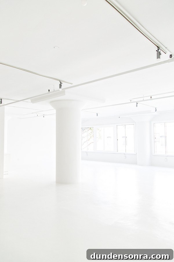 A big white room with windows
