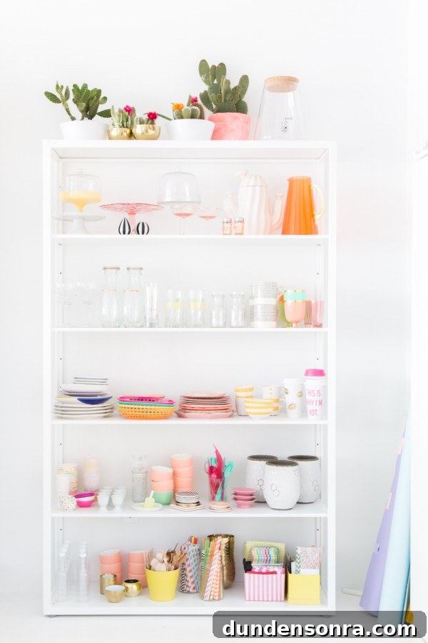 A shelf with kitchen supplies on it