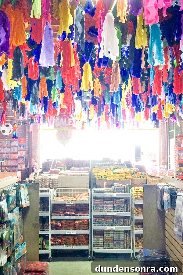 A store with confetti and items