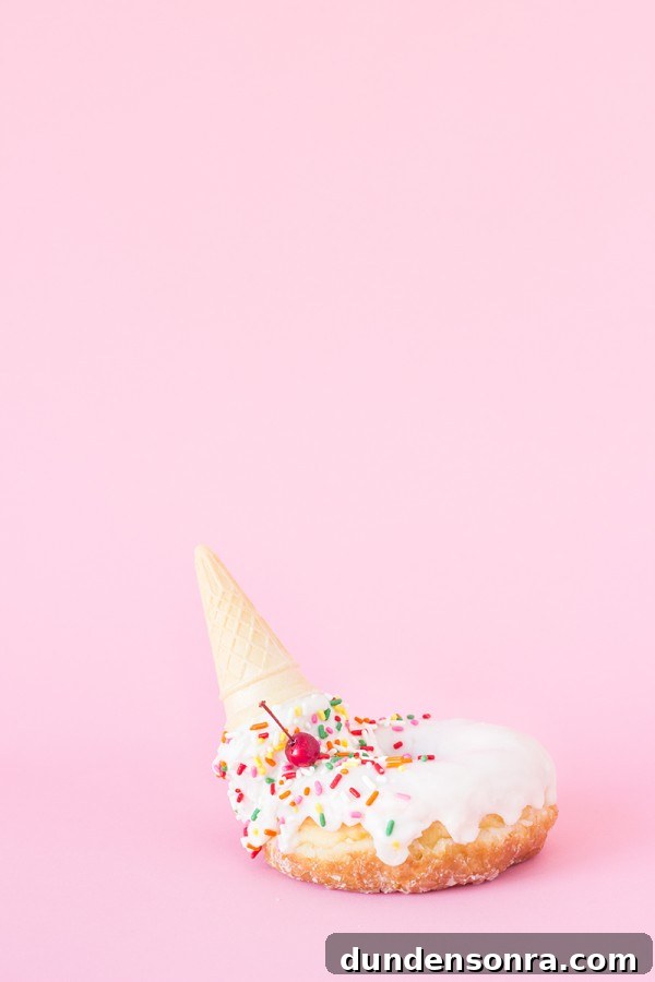 Melted Ice Cream Cone Donuts Recipe: Homemade Treats in Minutes 5 A donut with an ice cream cone in it