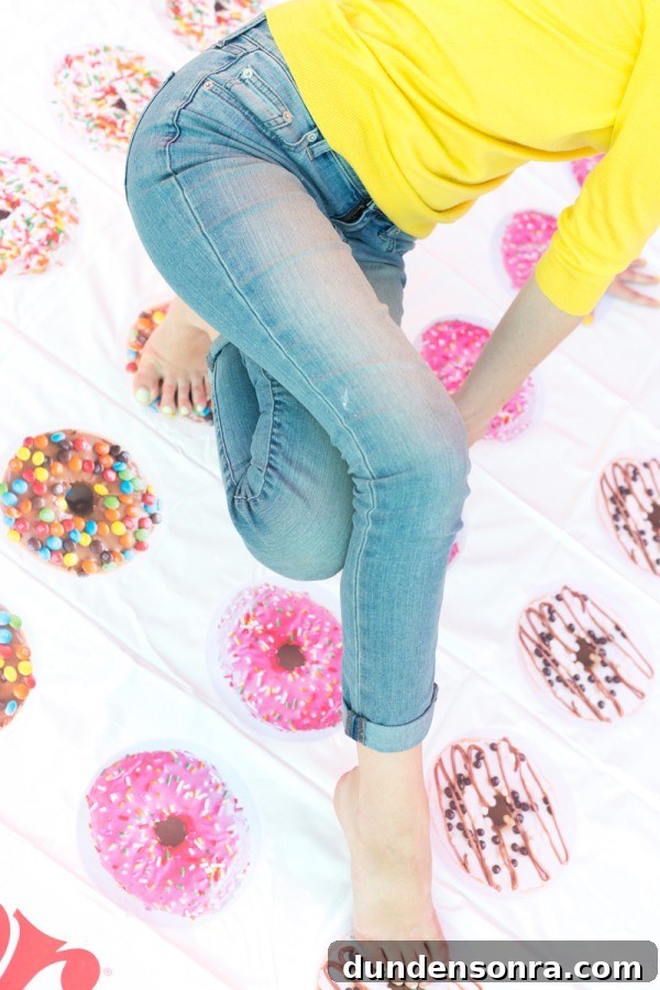 Someone playing donut twister
