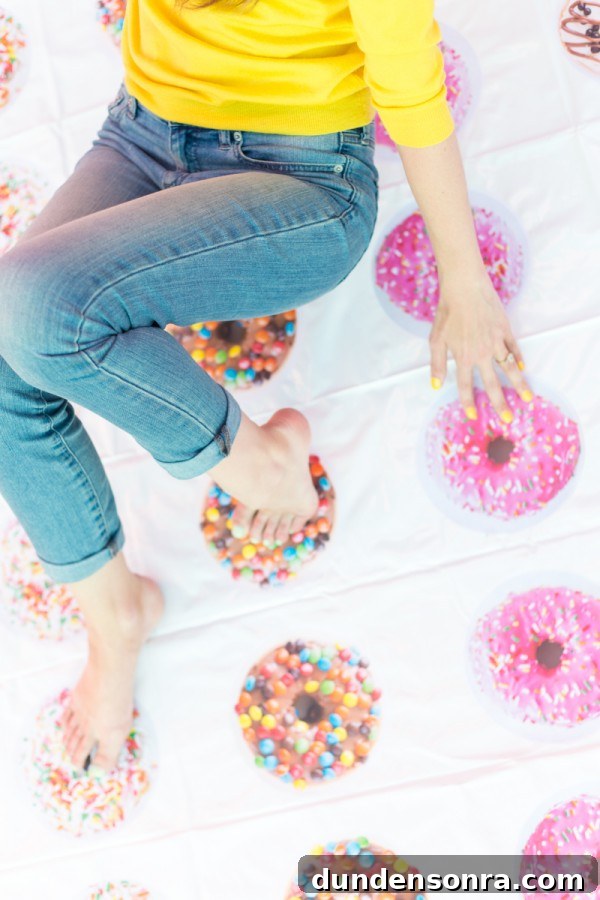 Someone playing donut twister