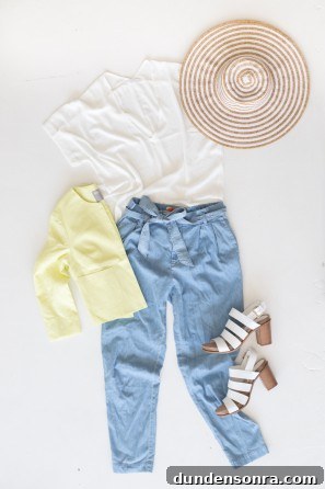 Blue pants and a white shirt